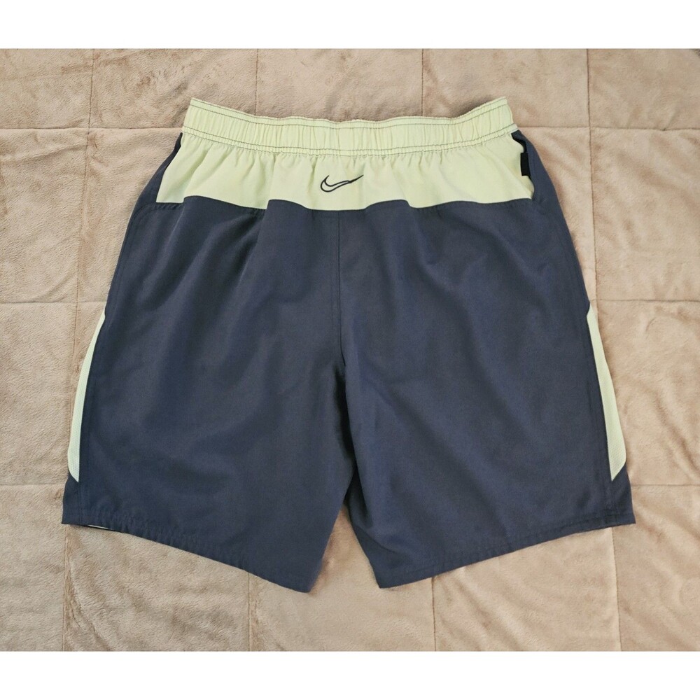 Nike Contend 2.0 9" Volley Swim Trunks Men's L Gray Lime Mesh Lined Colorblock